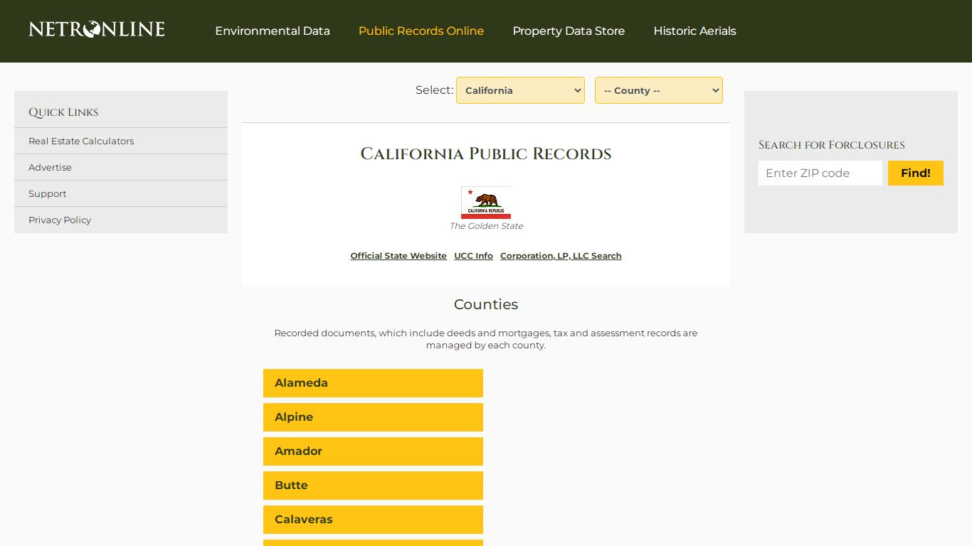 California Public Records Online Directory - NETROnline.com